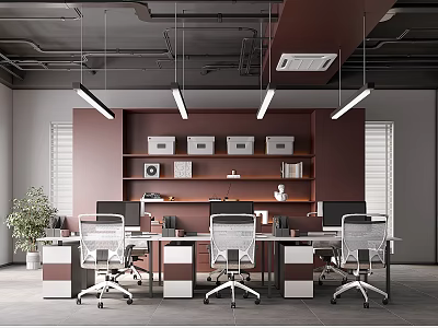 modern public office area office area 3d model