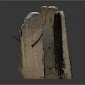 Weathered Stone Sculpture Installation With Cracked Surfaces And Rustic Metal Wires