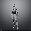 Futuristic Tech Bodysuit Design With Black And White Armor And Helmet
