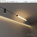 Simple Modern Interior Ceiling With Black Track Light Long White Tube And Small Spotlights