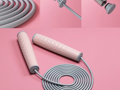 Jump Rope Sports Equipment With Pink Handles Gray Rope Non Slip Design For Fitness Training 3d model