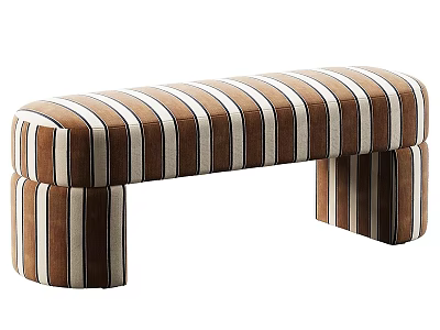 Modern Upholstered Sofa Bench With Brown And White Stripes And Square Legs Design 3d model