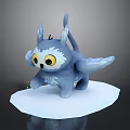 Cute Blue 3D Game and Movie Character with Large Yellow Eyes White Belly and Wings
