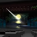 Stage Design Featuring Large Screen Full Moon Water Reflection Spotlight And Decorative Trees