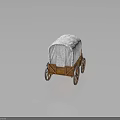 Vintage Covered Wagon With Wooden Frame White Canvas Cover And Four Wheels