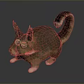 Brown Squirrel-like Animal With Bushy Tail Pointed Ears White Paws 3D Figurine On Gray Background