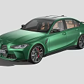 Green BMW M3 Sedan With Black Wheels Red Brake Calipers Luxurious Brown Interior Sporty Design