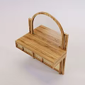 Wooden Dining Table With Curved Structure Woven Drawer Panels And Natural Wood Grain