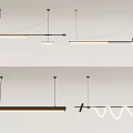 Modern Pendant Lights With Linear Curved And Wave Shaped Designs For Interior Decor 3d model