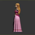 Princess Character Spreading Arms In Pink Gown With Golden Ornaments And Butterflies