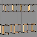 Modern Linear Hanging Chandelier With Metal Frame And White Light Panels 3d model