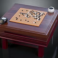 Wooden Gaming Table With Go Board Black White Stones And Storage Compartments