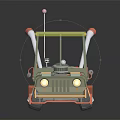 Green And Orange Military Style Toy Car With Roof Structure And Long Pole