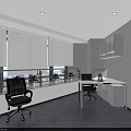Modern Meeting Room Interior With Green Backdrop White Table Camera And Shelved Plants Books