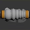 Collapsible Tactical Weapon With Orange Handle And Silver Metal Components Design