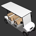 White Four Seat Golf Cart Featuring Black Canopy And Beige Seats
