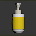 Modern Kitchen Soap Dispenser With Yellow Band White Body And Silver Pump