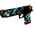 Unique Handgun Design With Black Base Honeycomb Pattern Blue And Orange Accents
