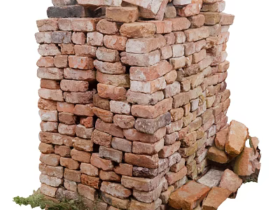 Rustic Floor Tiles With Stacked Bricks In Various Earthy Tones And Natural Texture 3d model
