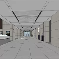 Modern Spacious Lobby Front Desk Reception With Large Windows Ceiling Grilles And Gray Floor Tiles
