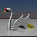 Swan Shaped Children's Play Equipment with White Body Red Eyes and Yellow Slide