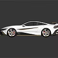 Stylish White Sports Car With Black Roof Gold Wheels And Rear Spoiler