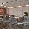 Luxurious Sales Office Interior Featuring Glass Showcase Model Crystal Chandelier And Urban Skyline View
