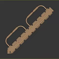 Golden Metal Ladder Like Structure With Multiple Rungs And Side Handrails