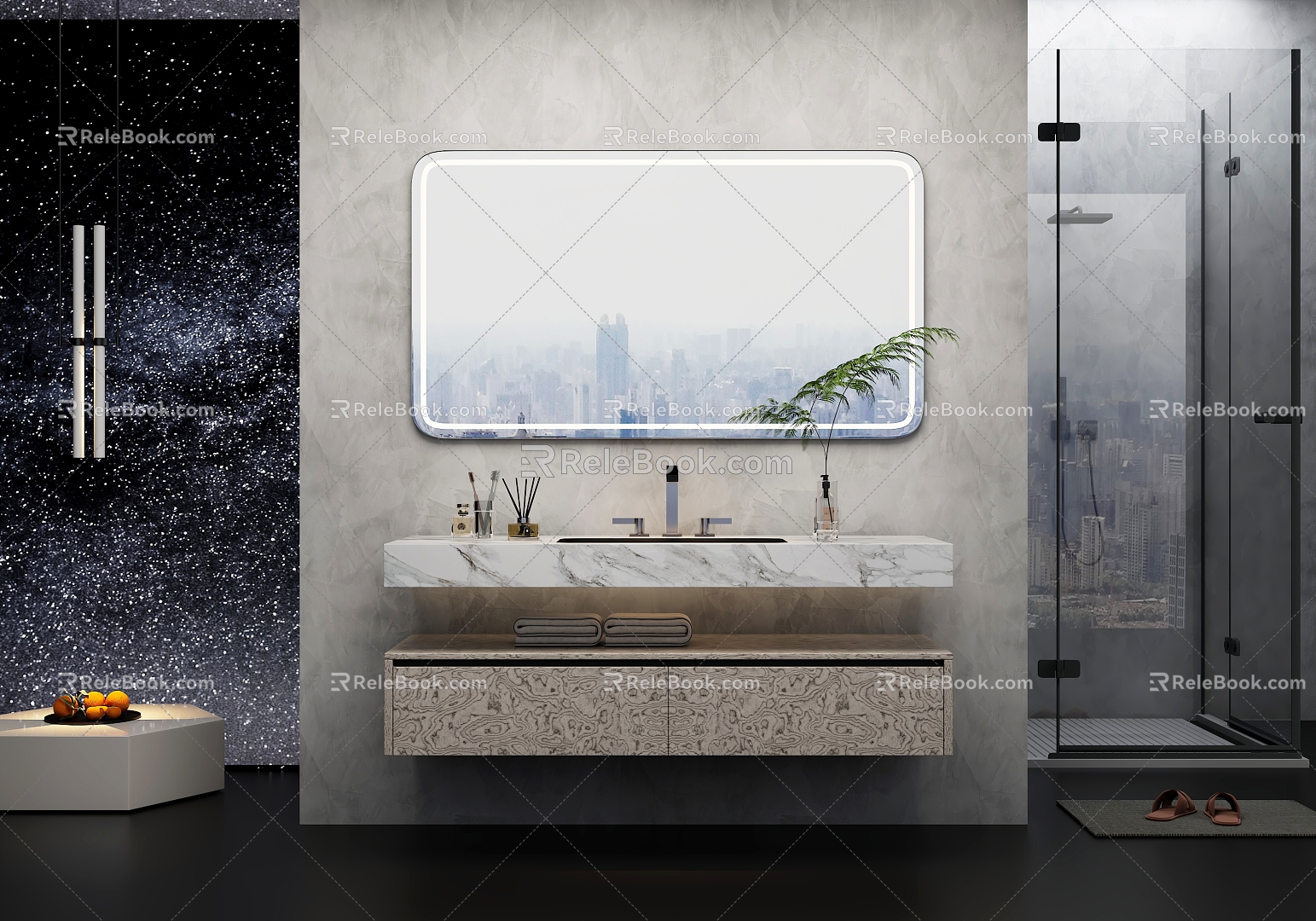 Bathroom Cabinet Wash Table 3d model