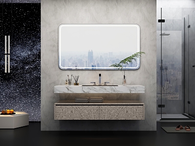 Bathroom Cabinet Wash Table 3d model