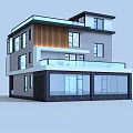 Modern Detached Villa Exterior With Two story Structure Balconies And Large Glass Windows