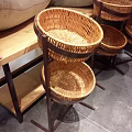 Display Shelves with Woven Baskets and Black Metal Frames for Modern Storage