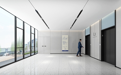 modern elevator hall elevator car 3d model