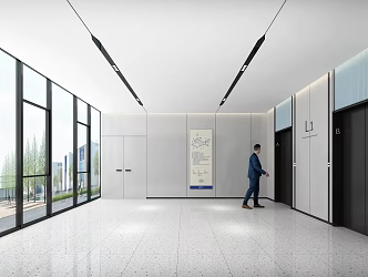 modern elevator hall elevator car 3d model