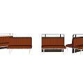 Modern Public Chair Design With Orange Striped Backrest And Metal Legs