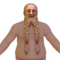 3D Human Character Model With Braided Beard And Minimal Clothing Design 3d model