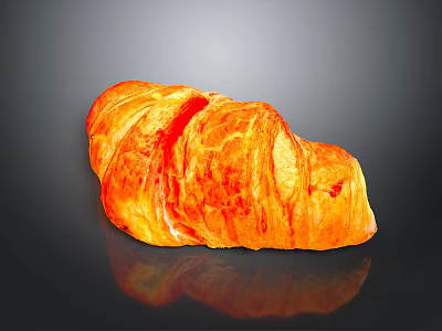 Freshly Baked Golden Flaky Croissant With Shiny Texture On Black Background 3d model