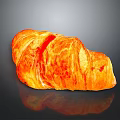 Freshly Baked Golden Flaky Croissant With Shiny Texture On Black Background