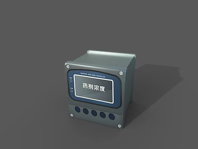 Industrial Control Device with Digital Display Screen Metal Casing and Operation Buttons for Monitoring 3d model