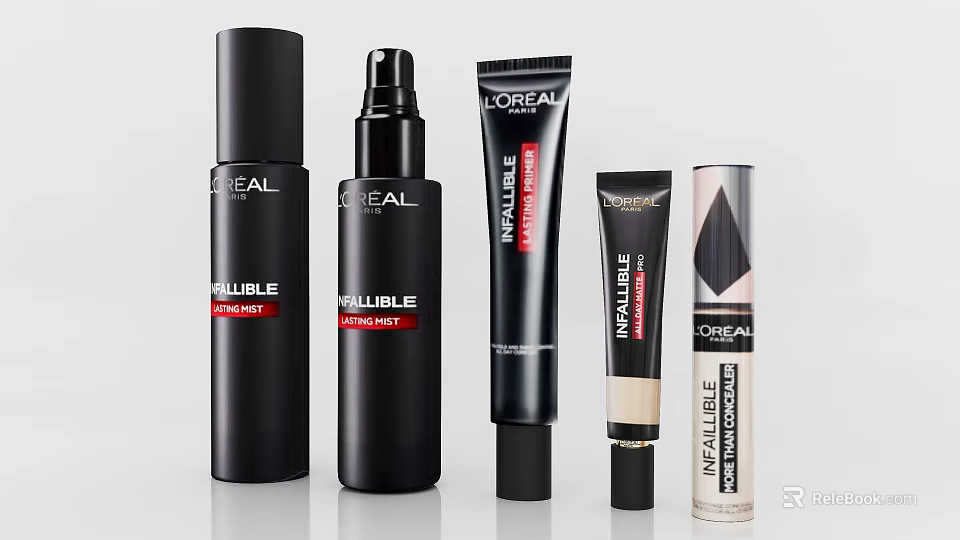 LOREAL INFALLIBLE Cosmetics Collection With Foundation Primer And Matte Makeup Base 3d model 