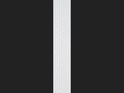 White Wall with Repeated Wavy Patterns in Central Area Against Black Background 3d model