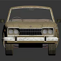 Vintage Tan Classic Car With Retro Design Four Door Body And Reflection On Gray Background