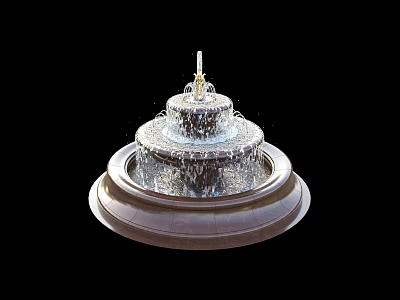 Elegant Multi Tiered Garden Fountain With Flowing Water And Round Stone Base 3d model