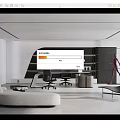 Modern Office Interior With Ergonomic Desks Comfortable Chairs And Wall Shelves