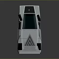 Silver Concept Sports Car with Black Roof Grille Rear Red Taillights Sleek Lines Futuristic Design