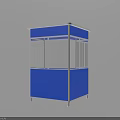 Blue And White Enclosed Security Booth With Glass Windows And Panel Structure 3d model