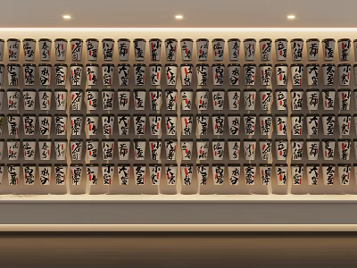 Popular Photo Spot With Neatly Arranged Colorful Small Artworks on White Wall Under Warm Lighting 3d model