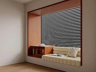 Modern Bay Window Cabinet With Wooden Frame Cushioned Seat And Storage Shelf 3d model