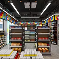 Supermarket Department Store Interior With Shelves Full Of Products Bright Lighting And Organized Layout