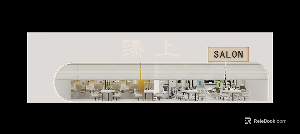 Beauty Hair Salon Modern Interior With Styling Chairs And Tables Design Setup 3d model 